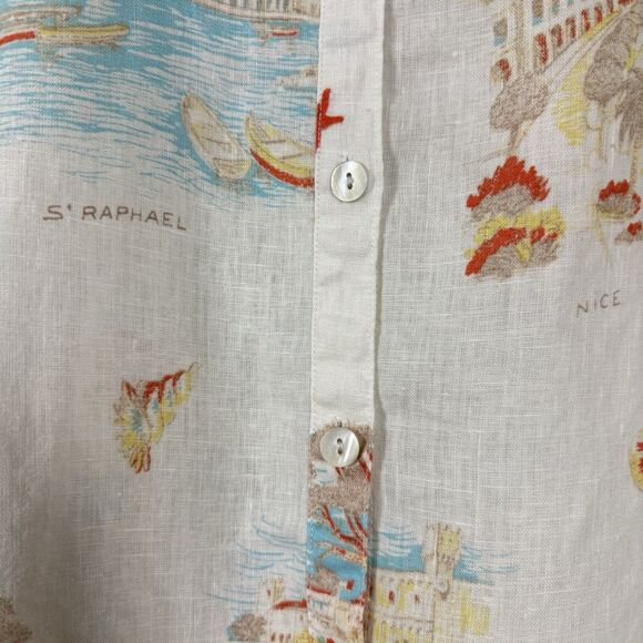 Calypso St Barth Linen Button Up Shirt Top Womens L Vacation Destination Coastal - Picture 5 of 9